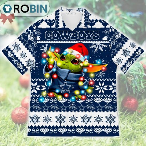 Dallas Cowboys Baby Yoda Star Wars Ugly Christmas Design Short Sleeve Shirt