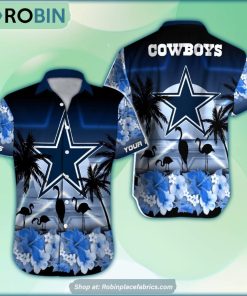 Dallas Cowboys Flamingo Tropical Leaf Pattern Hawaiian Shirt Dallas Cowboys Flamingo Tropical Leaf Pattern Hawaiian Shirt