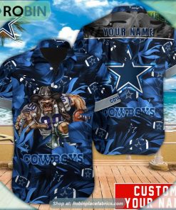 Dallas Cowboys Tropical Leaf Mascot 3D Printed Summer Hawaiian Shirt Dallas Cowboys Tropical Leaf Mascot 3D Printed Summer Hawaiian Shirt