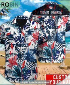 Dallas Cowboys Tropical Leaf Pattern Hawaiian Shirt Dallas Cowboys Tropical Leaf Pattern Hawaiian Shirt