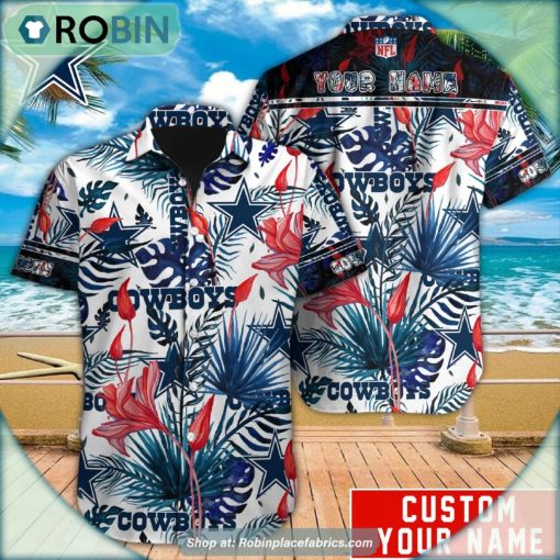 Dallas Cowboys Tropical Leaf Pattern Hawaiian Shirt