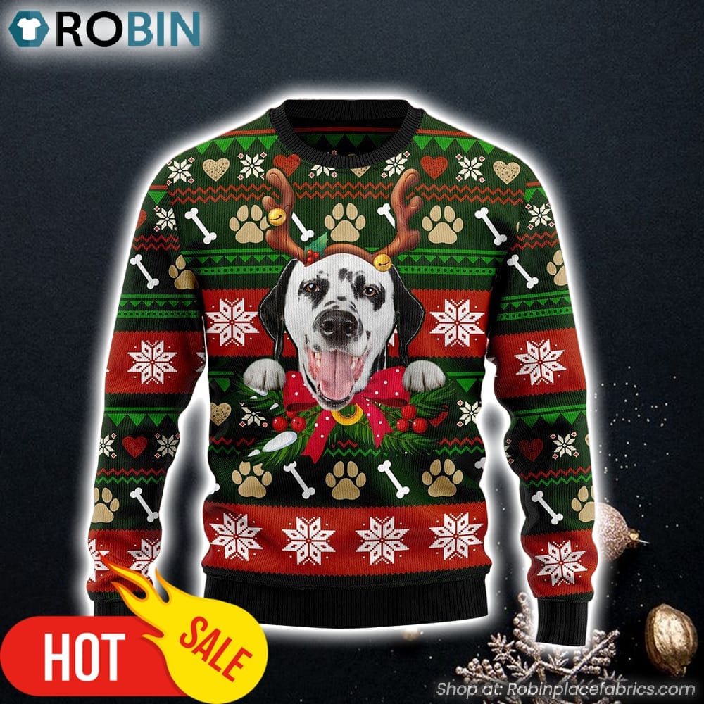 Dalmatian Funny Dog Reindeer Ugly Christmas Sweater Xmas Gifts For Him or Her