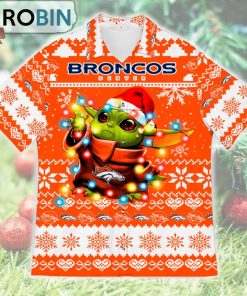 Denver Broncos Baby Yoda Star Wars Ugly Christmas Design Short Sleeve Shirt