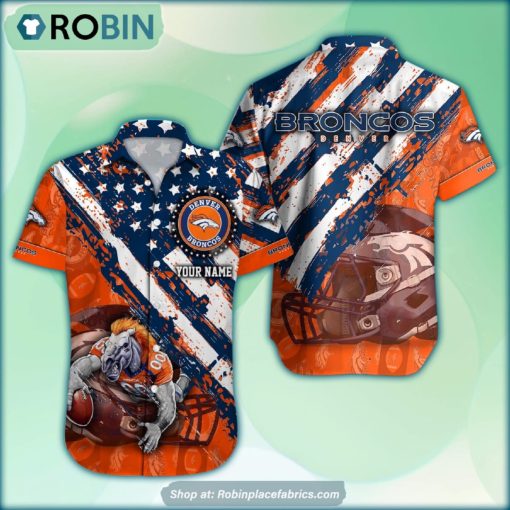 Denver Broncos Mascot American Flag NFL Hawaiian Shirt