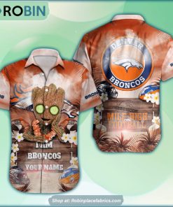Denver Broncos x Baby Groot Summer Hawaiian Shirt Denver Broncos x Baby Groot Summer Hawaiian Shirt
