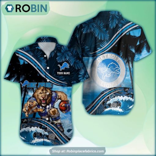 Detroit Lions Mascot 3D Printed Summer Hawaiian Shirt Custom