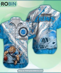 Detroit Lions Mascot American Flag NFL Hawaiian Shirt Detroit Lions Mascot American Flag NFL Hawaiian Shirt