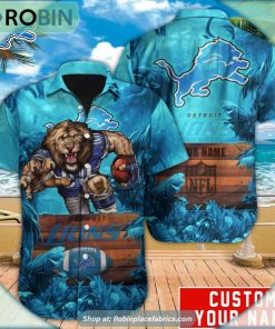 Detroit Lions Mascot Football NFL Hawaiian Shirt Detroit Lions Mascot Football NFL Hawaiian Shirt