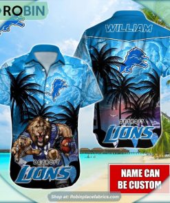 Detroit Lions Mascot Palm NFL Hawaiian Shirt Detroit Lions Mascot Palm NFL Hawaiian Shirt