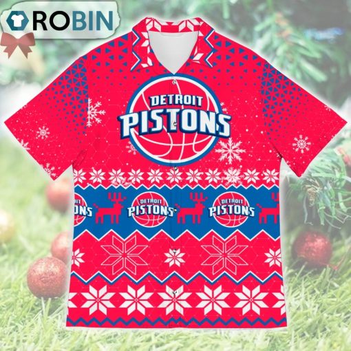 Detroit Pistons Ugly Christmas Design Short Sleeve Shirt