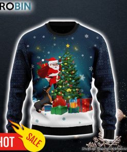 Dog Biting A Santa Claus In The Night Funny Family Ugly Christmas Sweaters