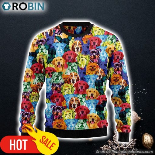 Dog Colorful All Over Print Ugly Christmas Sweater Xmas Gifts For Him or Her