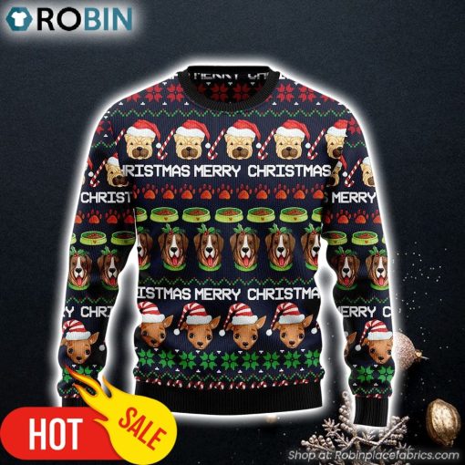 Dog Cute Face All Over Print Ugly Christmas Sweater Gifts For Dog Lovers