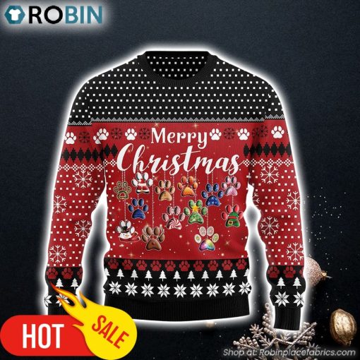 Dog Merry Christmas Dog Paw Ugly Christmas Sweater Gifts For Dog Lovers