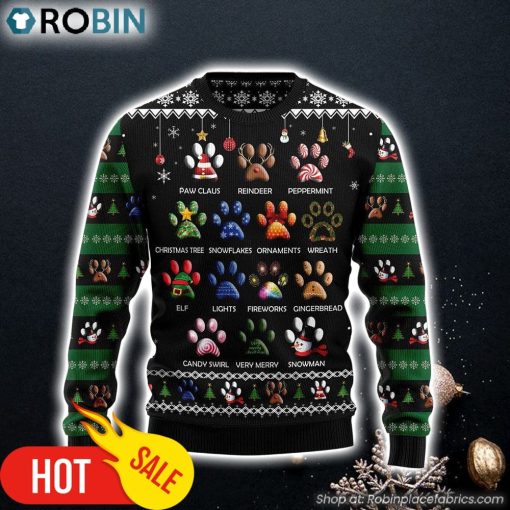 Dog Pawprint All Over print Ugly Christmas Sweater Christmas Gift For Pet Lovers