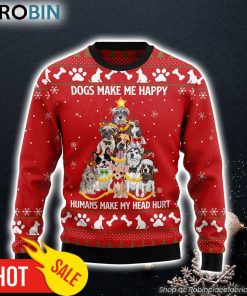 Dogs Make Me Happy Dog Tree Ugly Christmas Sweater Gifts For Dog Lovers
