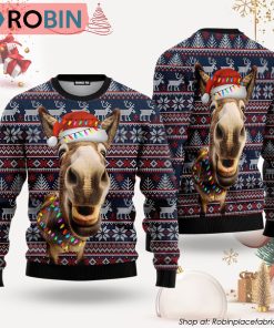 Donkey Funny Colorful Light Ugly Christmas Sweater
