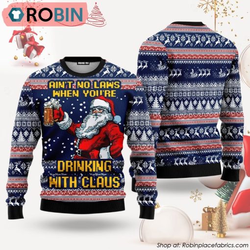 Drinking With Claus Ugly Christmas Sweater
