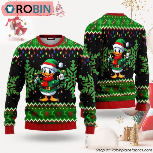 Duck Santa Claus Green Red Light Ugly Christmas Sweater