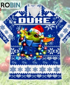 Duke Blue Devils Baby Yoda Star Wars Ugly Christmas Design Short Sleeve Shirt