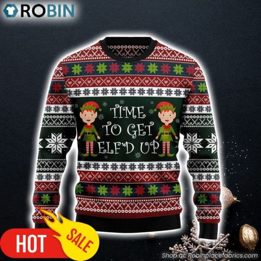 Elf Time Ugly Christmas Sweater Funny Family Sweater Gifts Lover Xmas Sweater Gift