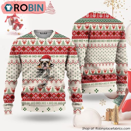 English Bulldog Scratch Ugly Christmas Sweater