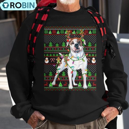 Family Matching Reindeer Ugly American Bulldog Christmas Ugly Christmas Sweatshirt