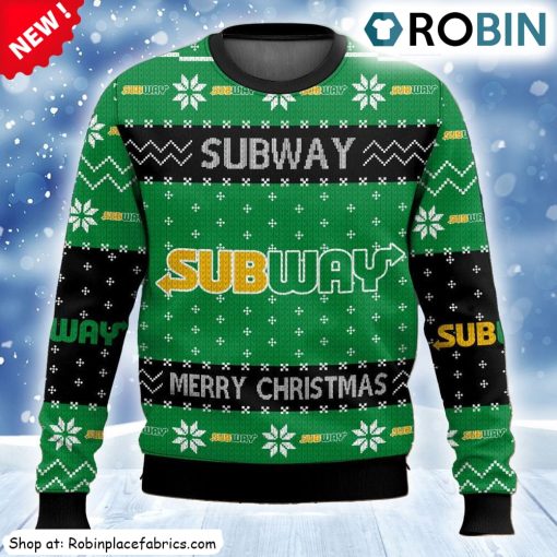 Fast Food Subway Ugly Christmas Sweatshirt, Sweater