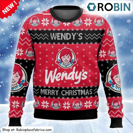 Fast Food Wendys Ugly Christmas Sweatshirt, Sweater