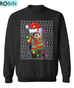 Ferret Ugly Xmas Lighting Santa Ferret Christmas Ugly Christmas Sweatshirt Ferret Ugly Xmas Lighting Santa Ferret Christmas Ugly Christmas Sweatshirt