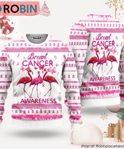 Flamingo Breast Cancer Awareness Ugly Christmas Sweater