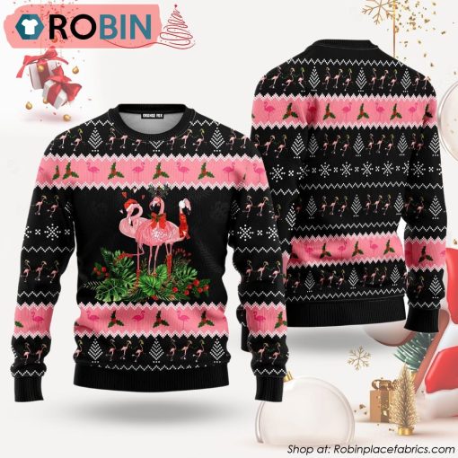 Flamingo Jingle Bell Tropical Ugly Christmas Sweater
