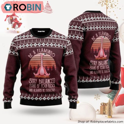 Flamingo Yoga Ugly Christmas Sweater
