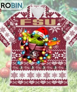 Florida State Seminoles Baby Yoda Star Wars Ugly Christmas Design Short Sleeve Shirt