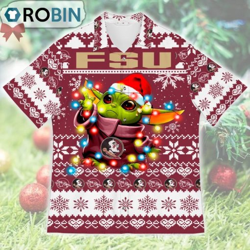 Florida State Seminoles Baby Yoda Star Wars Ugly Christmas Design Short Sleeve Shirt