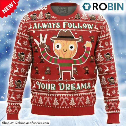 Follow Your Dreams Nightmare On Elm Street Ugly Christmas Sweatshirt, Sweater