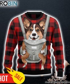 Front Carrier Dog Pembroke Welsh Corgi Ugly Christmas Sweater Christmas Gift For Pet Lovers