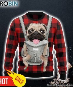 Front Carrier Dog Pug Ugly Christmas Sweater Funny Family Sweater Gifts