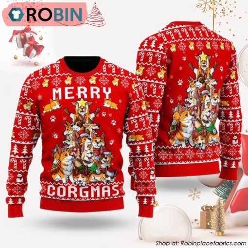 Funny Corgi Merry Corgmas Ugly Christmas Sweater