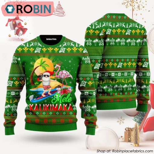 Funny Hawaii Santa Mele Kalikimaka Ugly Christmas Sweater