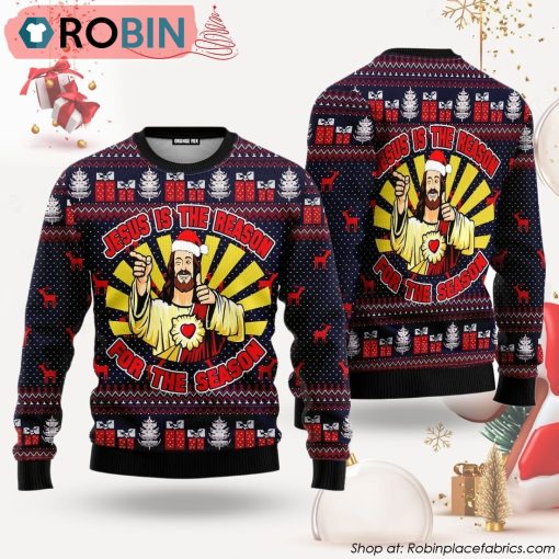 Funny Jesus Is The Reason For The Season Ugly Christmas Sweater