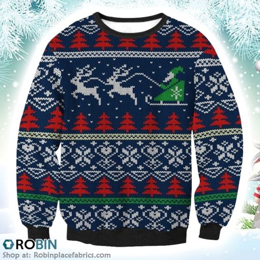 Funny Santa Reindeer Christmas Tree Xmas Christmas Ugly Sweater 3D Printed