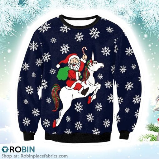 Funny Santa Unicorn Christmas Tree Xmas Christmas Ugly Sweater 3D Printed