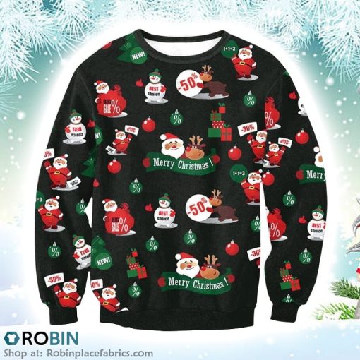 Funny Santa Unicorn Merry Christmas Sweatshirt Christmas Ugly Sweater 3D Printed