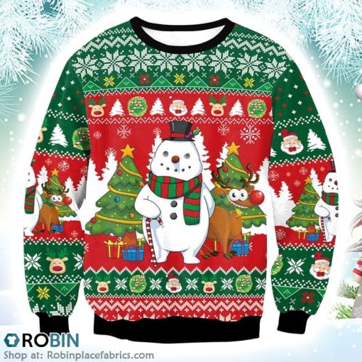 Funny Snowman Merry Christmas Ugly Sweater 3D Printed