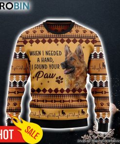 German Shepherd When I Need A Hand Dog Lover Ugly Christmas Sweater Dog Memorial Gift