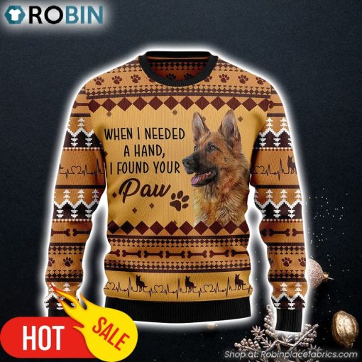 German Shepherd When I Need A Hand Dog Lover Ugly Christmas Sweater Dog Memorial Gift