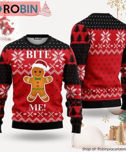 Gingerbread Bite Me Ugly Christmas Sweater