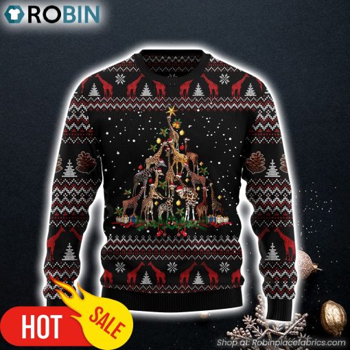 Giraffe Christmas Tree Ugly Christmas Sweater Lover Xmas Sweater Gift