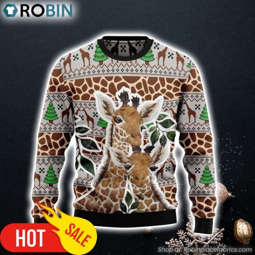 Giraffe Family Christmas Ugly Christmas Sweater Gift For Pet Lovers